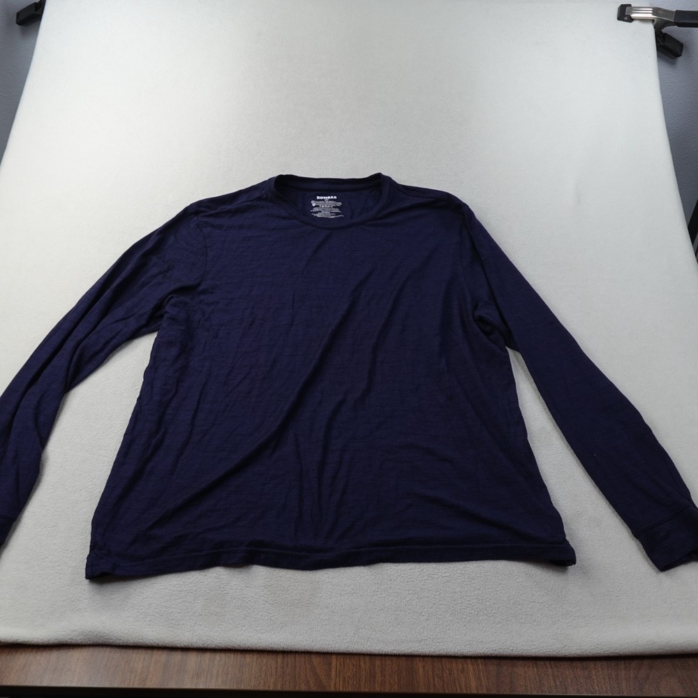 Bombas Mens XL Merino Wool Tencel Long Sleeve Shirt Navy Blue Lightweight